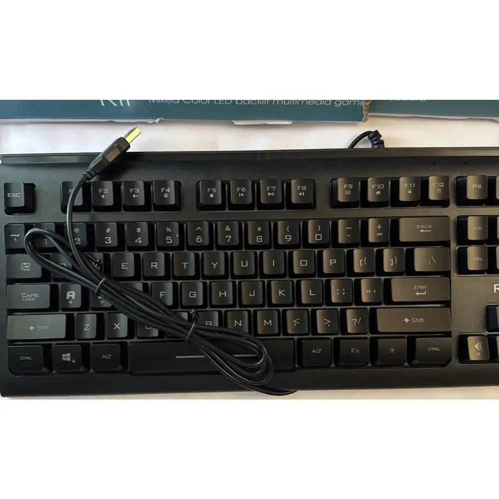 Rii Mixed Color LED Backlit Multimedia Gaming Keyboard RK104 New Open Box
